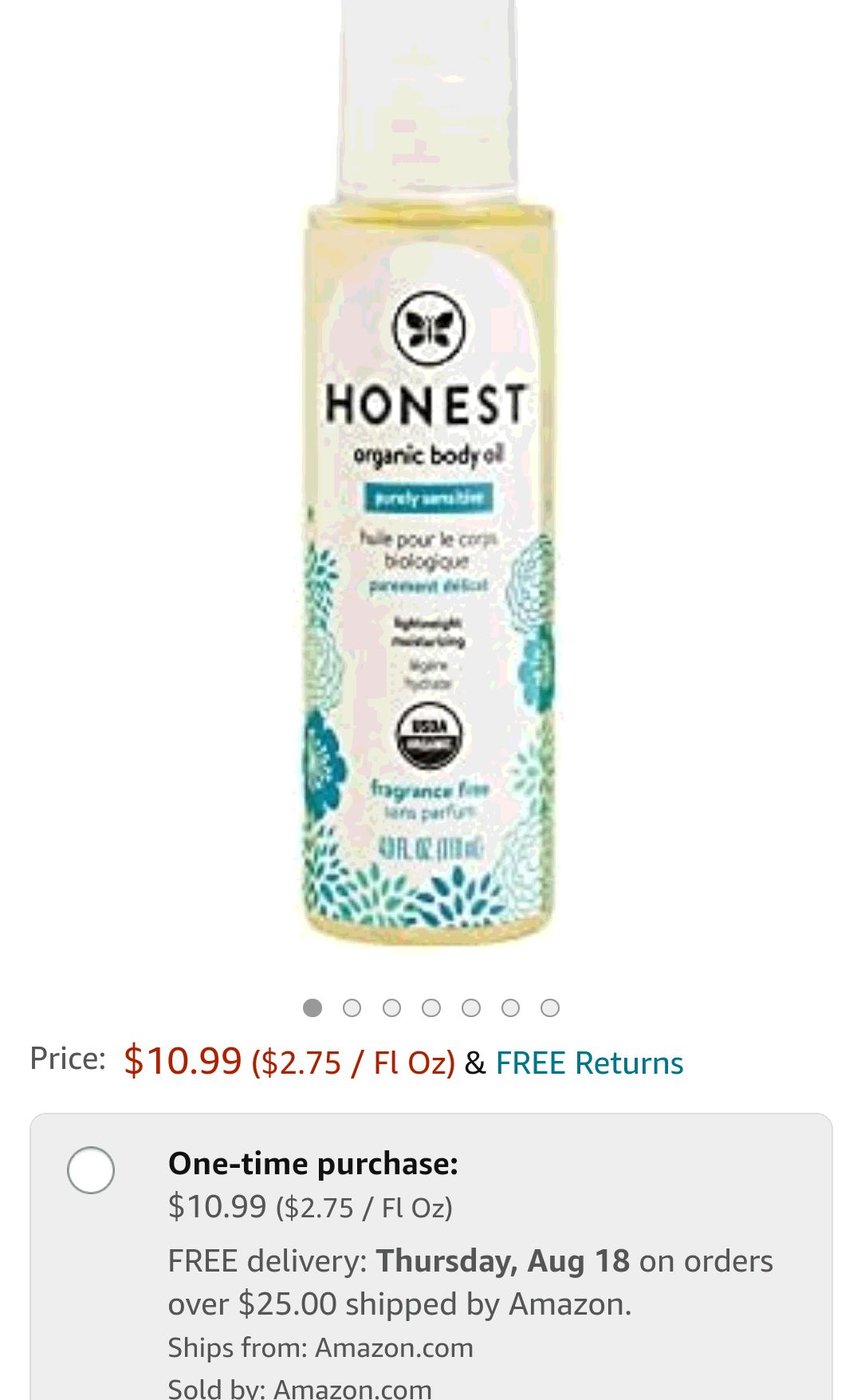 The Honest Company Organic Body Oil, 4 Fl. Oz. : Baby