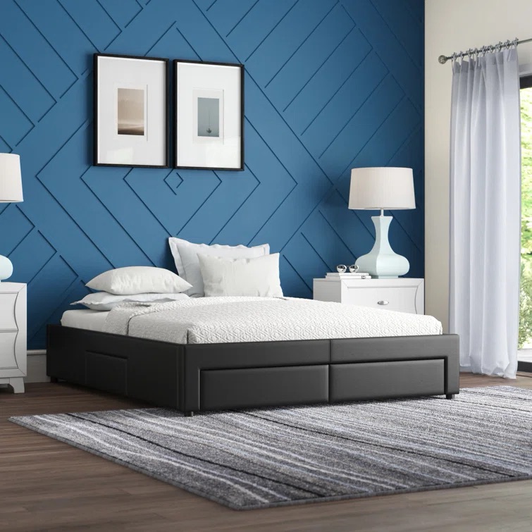 Wade Logan® Elizondo Upholstered Low Profile Storage Platform Bed full size床架带抽屉