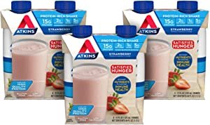 Atkins Strawberry Protein-Rich Shake, Gluten Free, Keto-Friendly, 12 Count