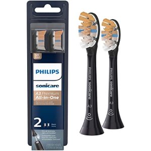 Philips Sonicare A3 Premium All-in-One Toothbrush Head, 2 Brush Heads, Black, HX9092/95