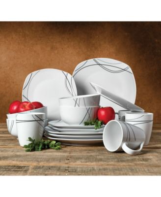 一整套16件才19.99，套装含有4餐盘4沙拉盘4个碗4个杯子，好️算。Tabletops Unlimited Alec 16-Pc. Ash White Set, Service for 4 & Reviews - Dinnerware - Dining - Macy's