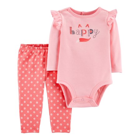Child of Mine by Carter's - Child of Mine by Carter's Baby Girl Long Sleeve Bodysuit and Pant Outfit Set, 2 pc set - Walmart.com衣服
