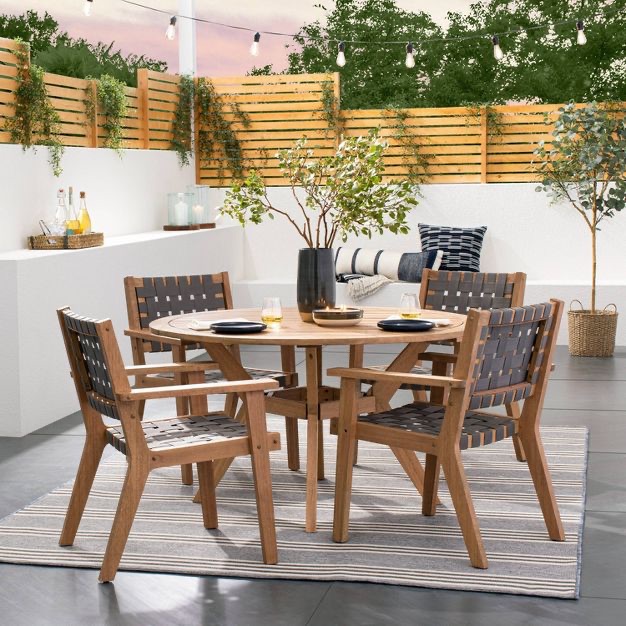 2pk Wood & Strapping Patio Club Chairs - Threshold™ Designed With Studio Mcgee : Target