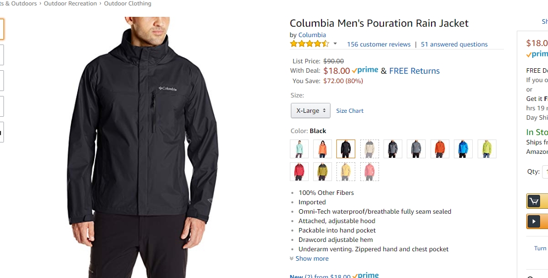 Columbia哥伦比亚冲锋衣男款