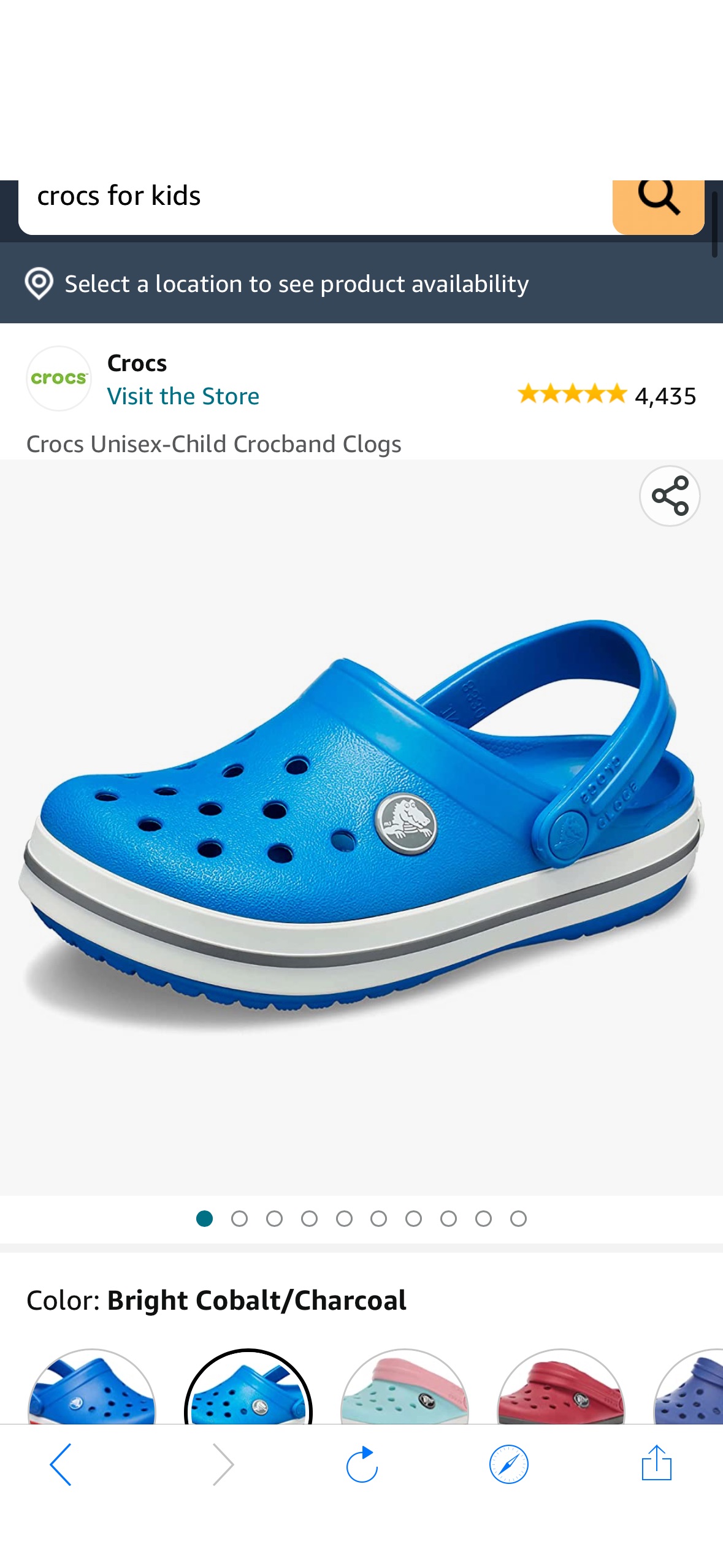 Amazon.com | Crocs Unisex-Child Crocband Clogs (Little Kid/Big Kid), Bright Cobalt/Charcoal, 12 Little Kid | Clogs & Mules