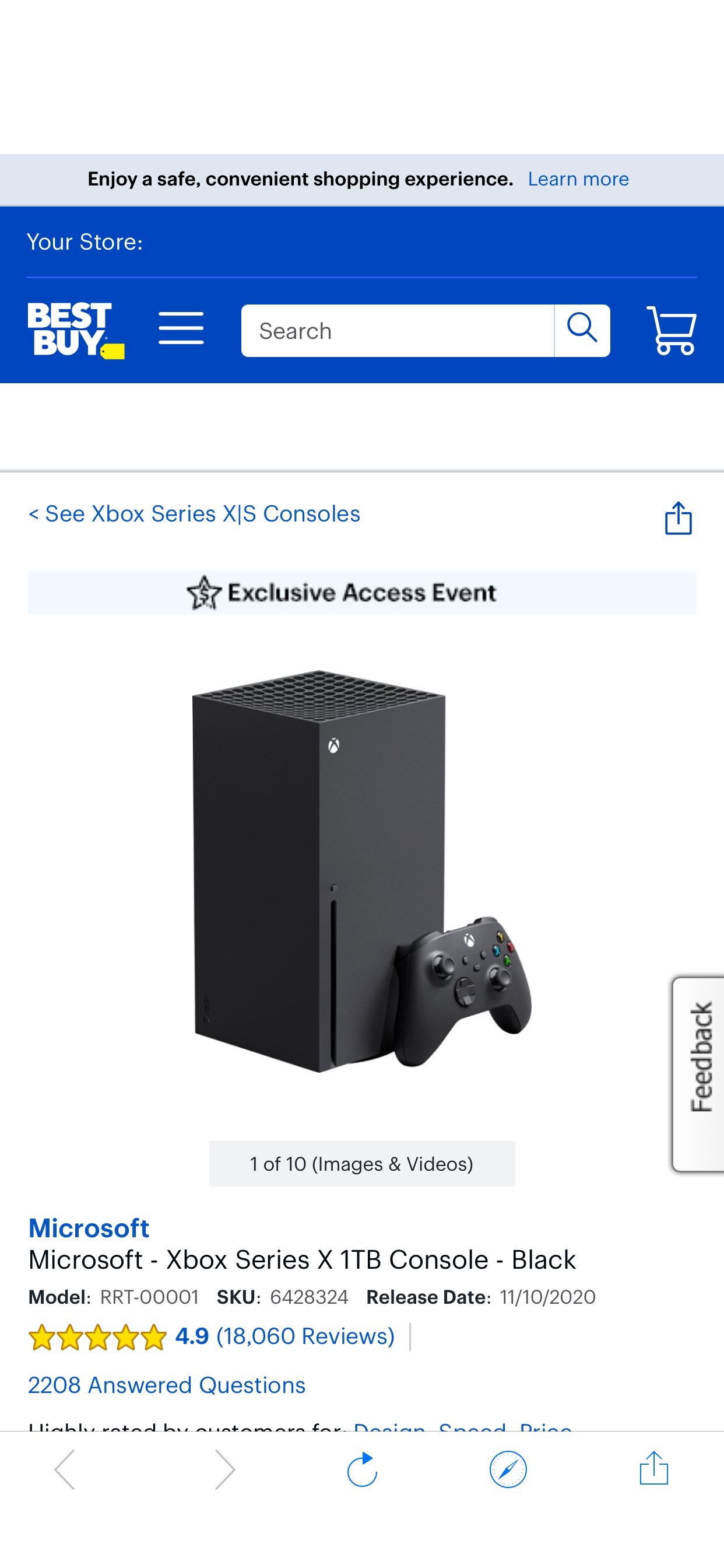 Microsoft Xbox Series X 1TB Console Black RRT-00001 - Best Buy 原价现货