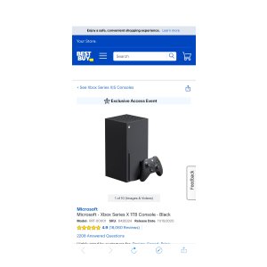 $499.99 Microsoft Xbox Series X 1TB Console Black RRT-00001 - Best Buy 原价现货