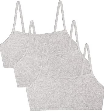 Fruit of the Loom Womens Spaghetti Strap Cotton Pull Over 3 Pack Sports Bra, Grey/Grey/Grey, 38 at Amazon Women’s Clothing store
