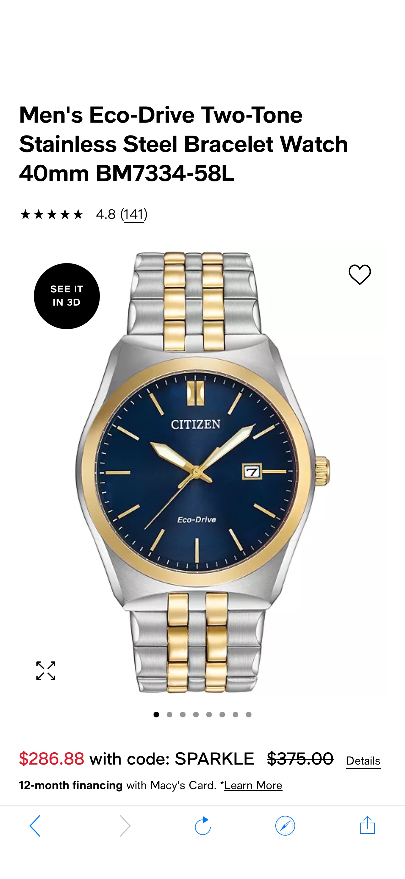 Citizen Men's Eco-Drive Two-Tone Stainless Steel Bracelet Watch 40mm BM7334-58L - Macy's