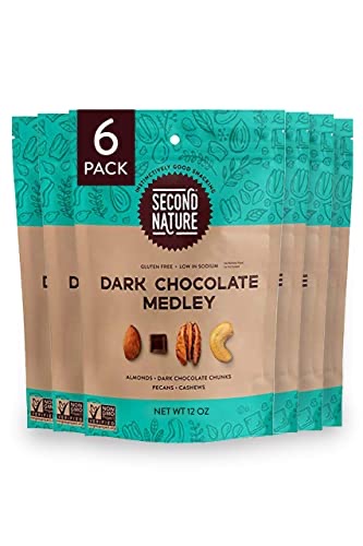 Second Nature Dark Chocolate Medley Trail Mix, 12 oz. Resealable Pouch (Pack of 6) – Certified Gluten-Free Snack Mix – Dark Chocolate and Nut Trail Mix Ideal for Quick Travel Snacks or Lunch Snacks B0