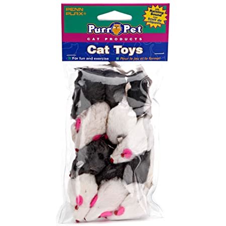 Penn Plax Play Fur Mice Cat Toys – Mixed Bag of 12