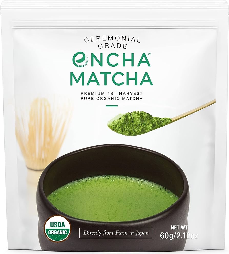 Amazon.com : Encha Ceremonial Grade Matcha Powder - First Harvest Organic Japanese Matcha Green Tea Powder, From Uji, Japan (60g/2.12oz) : Grocery & Gourmet Food
