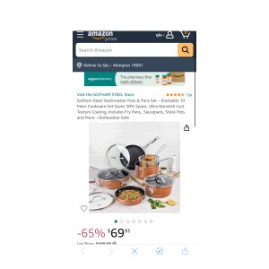 $69.93 Amazon.com: Gotham Steel Stackmaster Pots & Pans Set – Stackable 10 Piece Cookware Set Saves 30% Space, Ultra Nonstick Cast Texture Coating