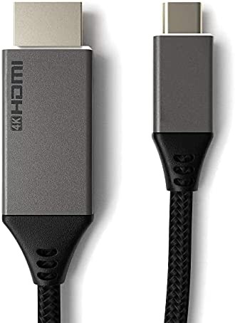 适用于家庭办公室的 C 型转 HDMI 电缆 6FT/1.8M (4K@60Hz) USB-C 转 HDMI 端口，尼龙编织电缆适配器