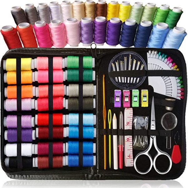 ARTIKA 缝纫针线包套件 带多色线、针、剪刀、顶针和夹子