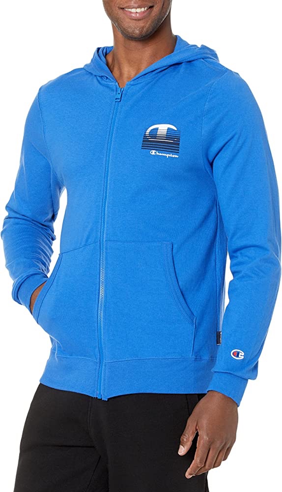 Champion Men's Middleweight Jersey Full Zip Hoodie, Left Chest C, Bright Royal-586DUA, Large at Amazon Men’s Clothing store