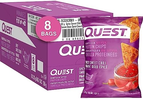 Quest Nutrition Spicy Sweet Chili Tortilla Style Protein Chips, High Protein, Baked, Not Fried, Gluten Free, Potato Free, 1g Sugar, 5g Carbs, 8ct : Amazon.ca: Grocery & Gourmet Food