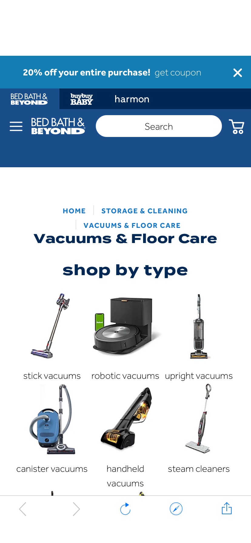 Save up to $200 on vacuums + up to 50% off storage + 20% off TOTAL purchase coupon