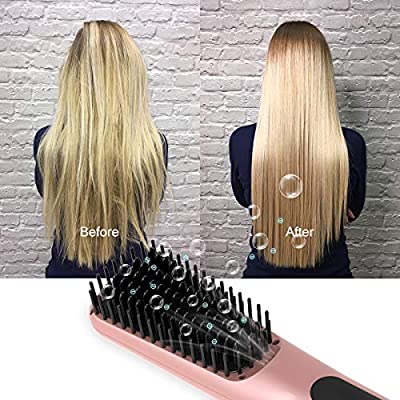 Amazon.com : ETEREAUTY Hair Straightening Brush, Ceramic Ionic Hair Straightening Brush Hair Straightener Hot Comb with 3电热直发梳