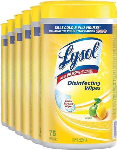 Lysol Disinfecting Wipes, Citrus, Thick Strong Wipe, Kills 99.99% of Viruses & Bacteria, Bulk Pack of 6, 450 Count (6 x 75 count) : Amazon.ca: Health & Personal Care