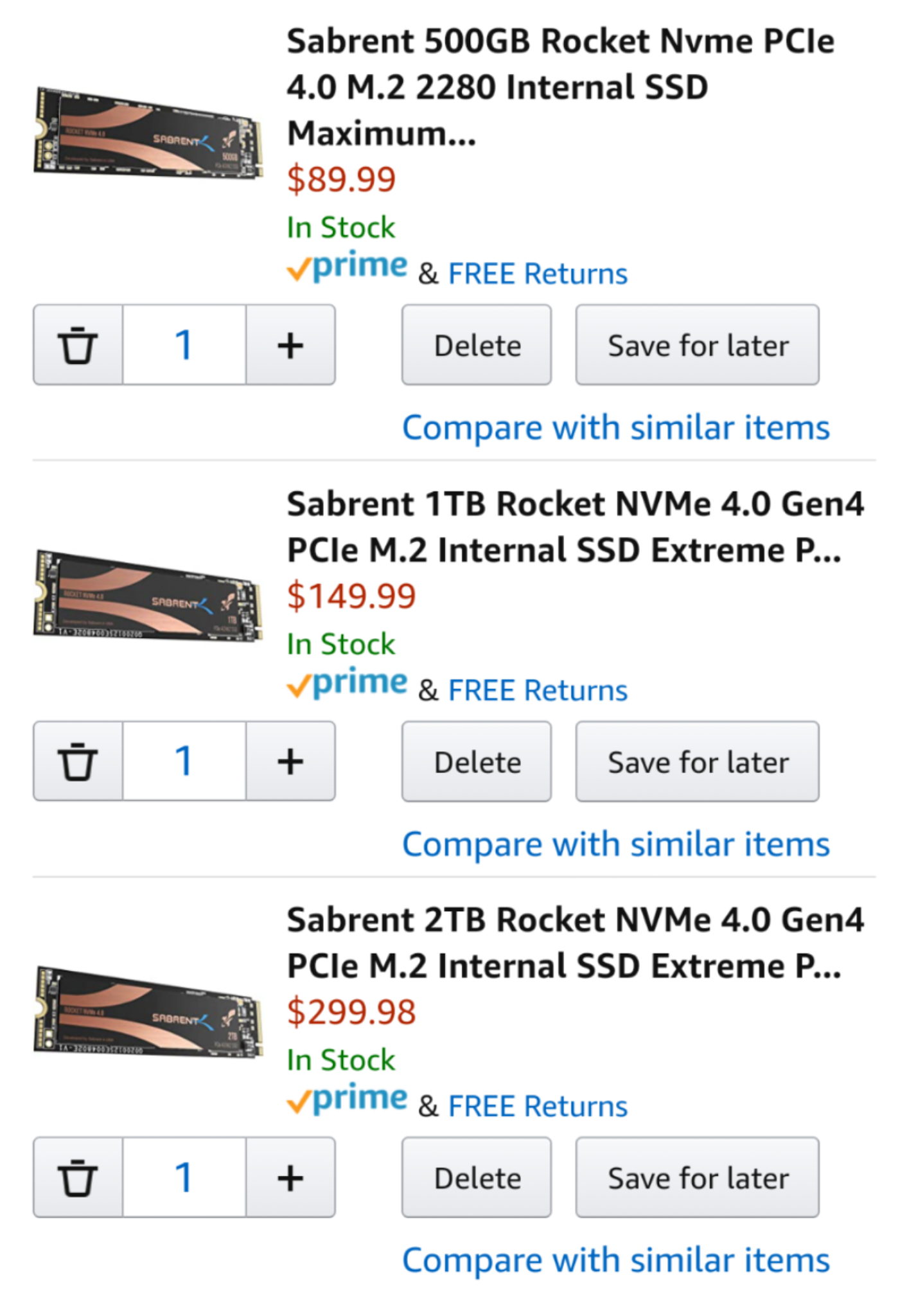 Sabrent 1TB Rocket NVMe 4.0 Gen4 PCIe M.2 SSD 固态硬盘