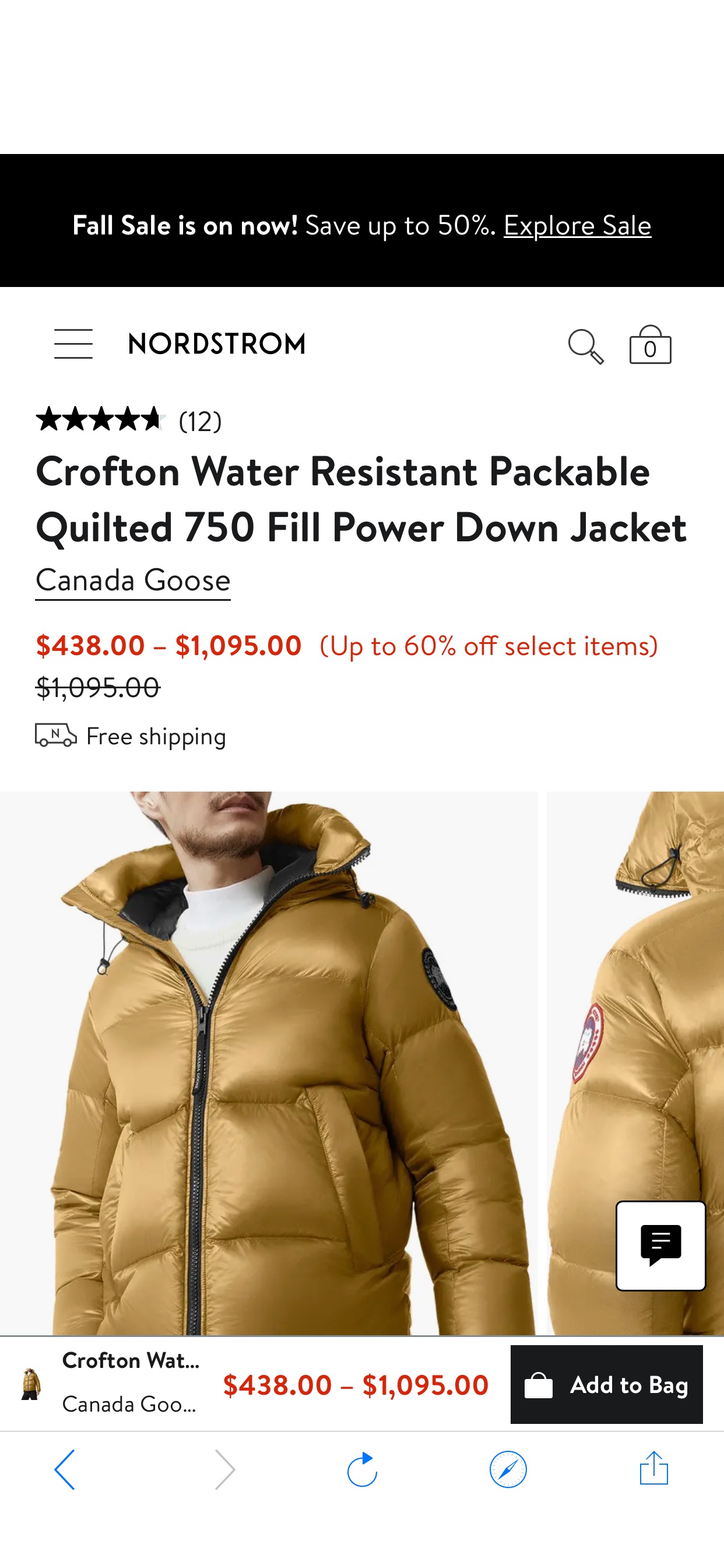 Canada Goose Crofton Water Resistant Packable Quilted 750 Fill Power Down Jacket | Nordstrom