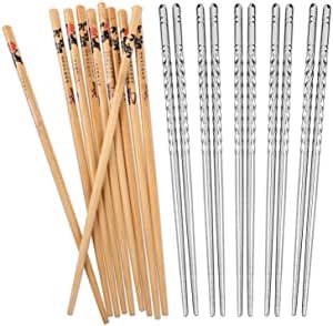 不锈钢筷子5双 + 天然竹筷5双