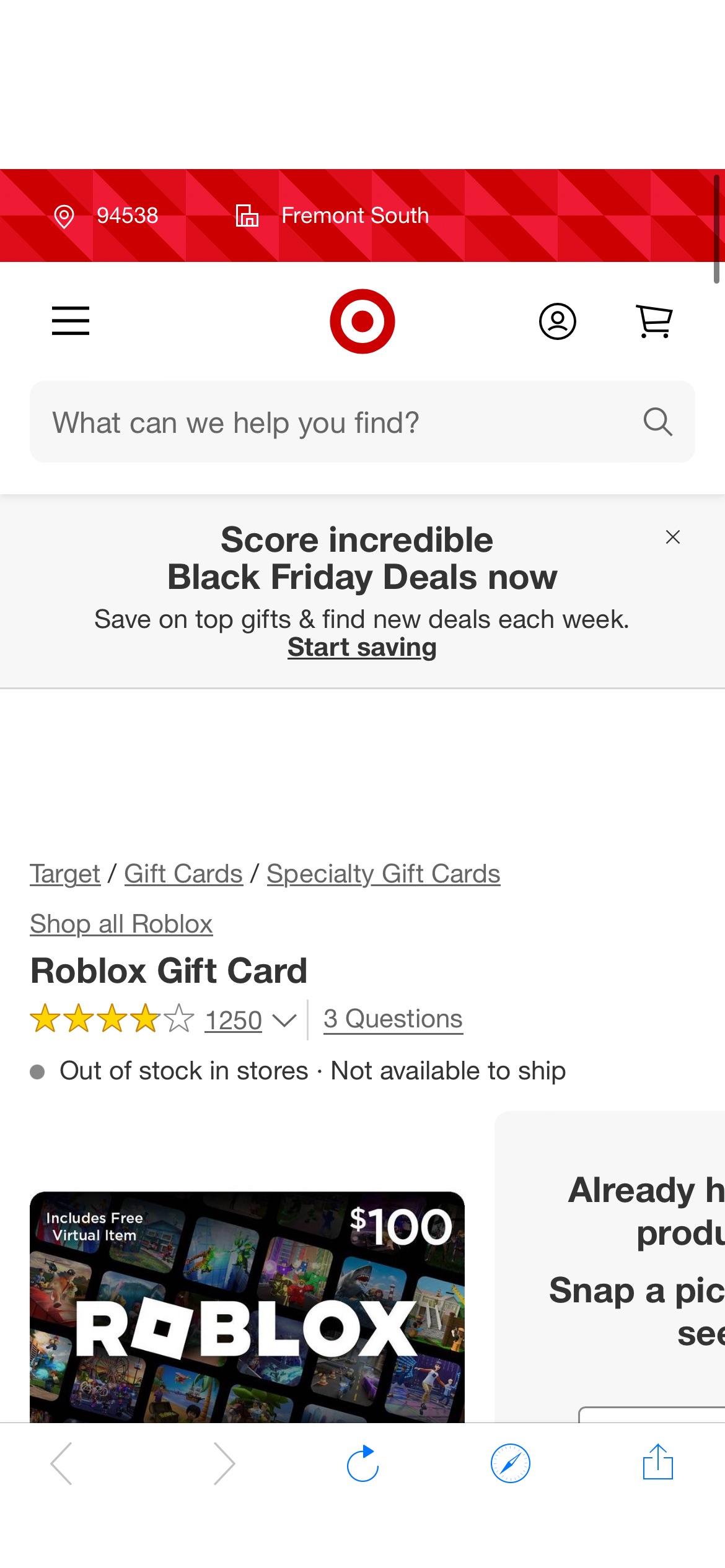 Roblox $100 Gift Card (digital) : Target 30%off需要加入会员