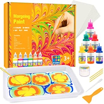 Amazon.com: Marbling Paint Kit for Kids Water Art Paint Set Arts and Crafts for Girls & Boys Age 4-12 Gift for Easter Christmas Thanksgiving Kids Activities for Age 4 5 6 7 8 9 10 : Toys & Games