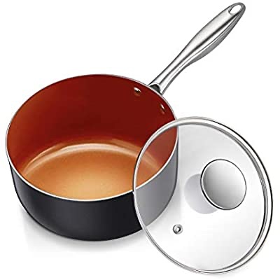 Amazon.com: MICHELANGELO 3 Quart Saucepan with Lid, Ultra Nonstick Coppper Sauce Pan with Lid, Small Pot with Lid, Ceramic Nonstick Saucepan 锅