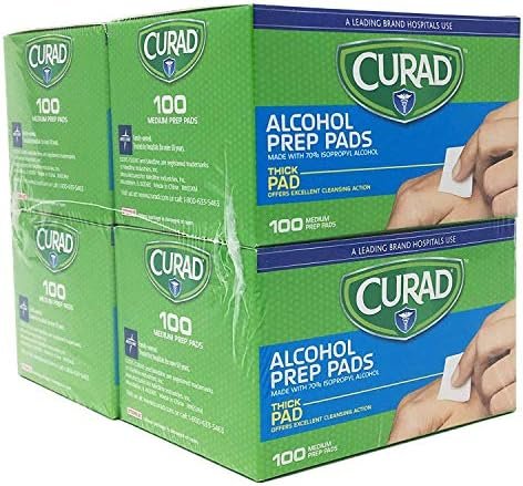 Alcohol Prep Pads (Pack of 4 Boxes), Thick Alcohol Swabs