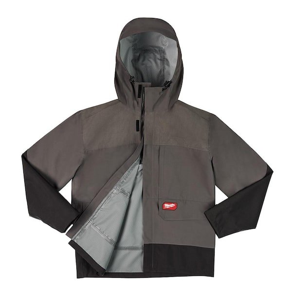 Men's Large Gray HYDROBREAK Layer Rain Shell Jacket