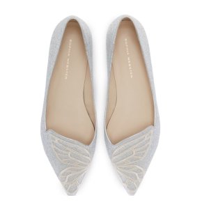 $190 Sophia Webster银色蝴蝶平底鞋