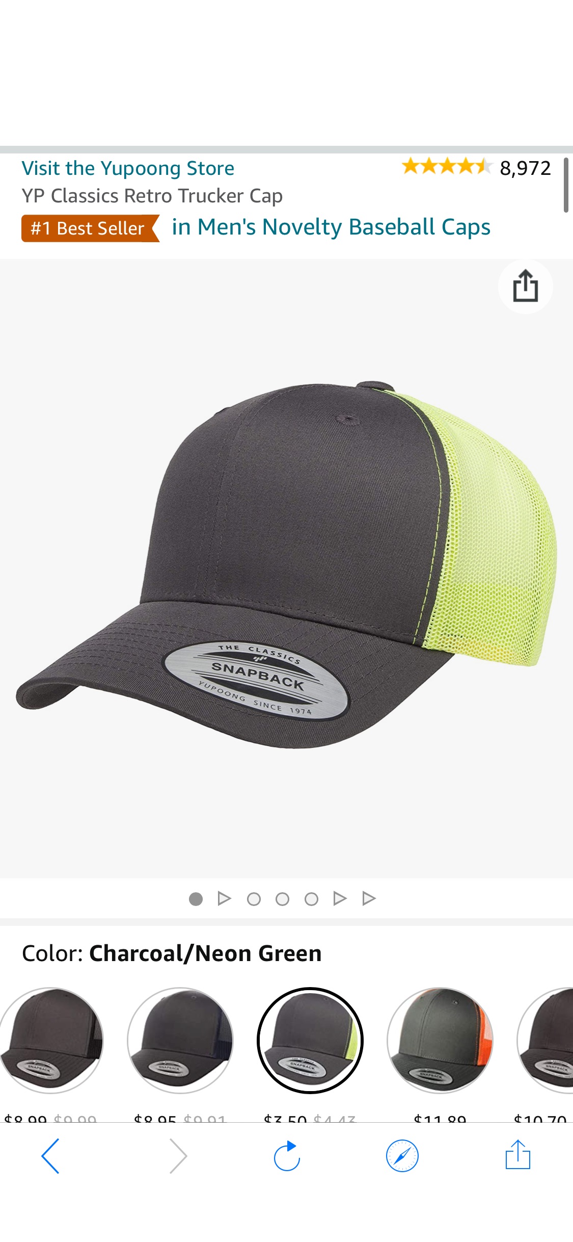 Amazon.com: Yupoong mens Yp Classics Retro Trucker Cap, Charcoal/Neon Green, One Size US :男士棒球帽