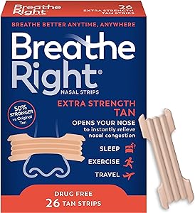 Amazon.com: Breathe Right Nasal Strips Extra Strength Tan Nasal Strips Help Stop Snoring Drug-Free Snoring Solution &amp; Instant Nasal Congestion Relief Caused by Colds &amp; Allergies 26ct
