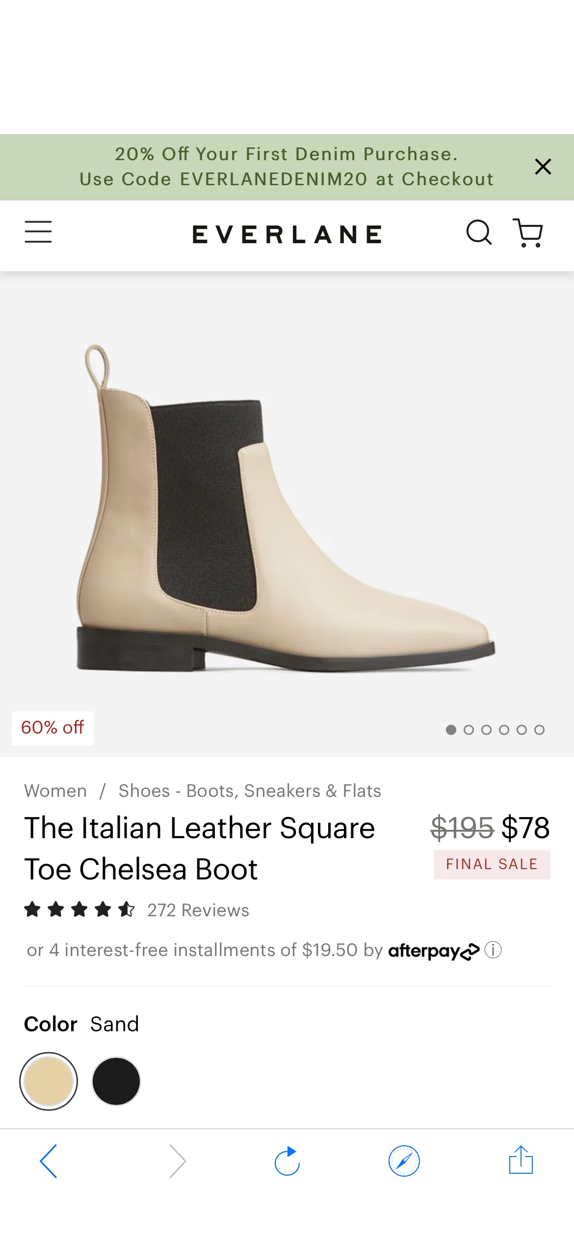 The Italian Leather Square Toe Chelsea Boot Sand – Everlane方头切尔西