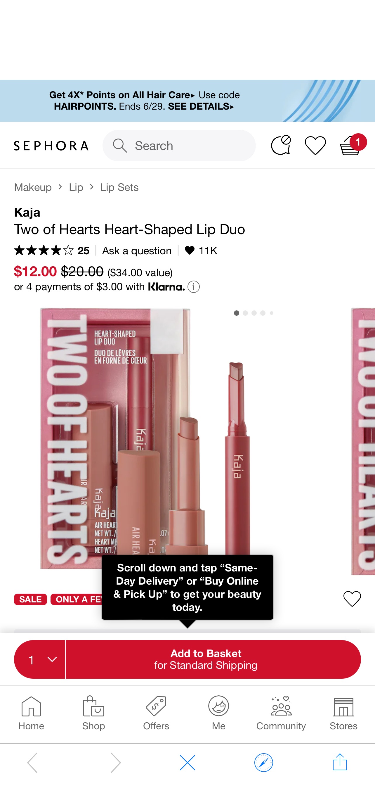 Two of Hearts Heart-Shaped Lip Duo - Kaja心形口红套装补货 | Sephora