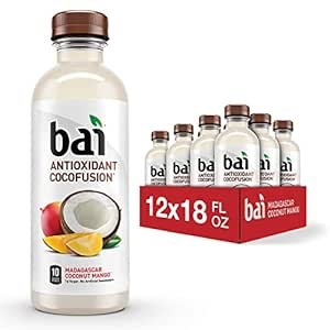Bai Coconut Flavored Water, Madagascar Coconut Mango, Antioxidant Infused Drinks 18 Fluid Ounce Bottle (Pack of 12)