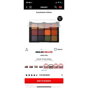 $64 Eyeshadow Palette - Viseart | Sephora 眼影盘