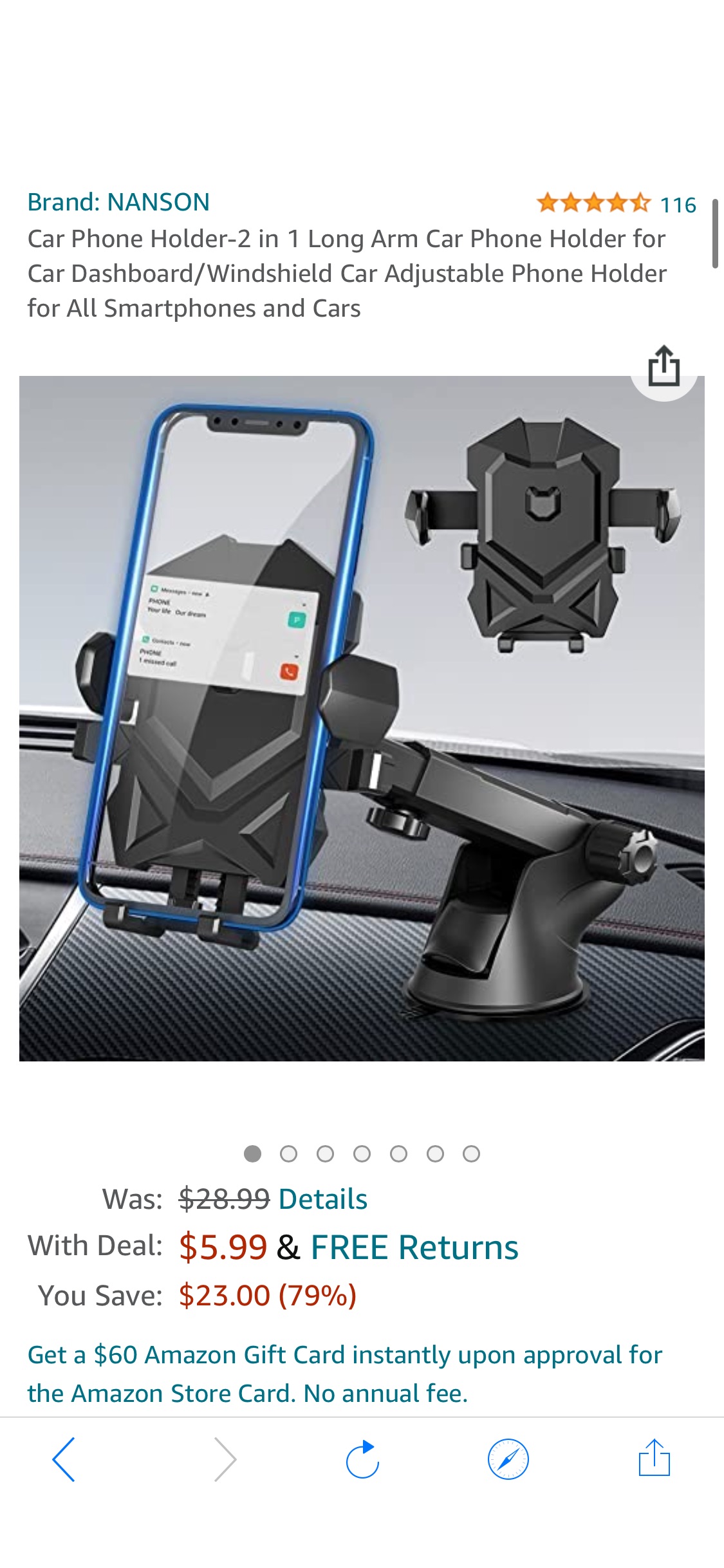 Amazon.com: Car Phone Holder-2 in 1 Long Arm Car Phone Holder for Car Dashboard/Windshield Car Adjustable Phone Holder for All Smartphones and Cars : 车载手机支架