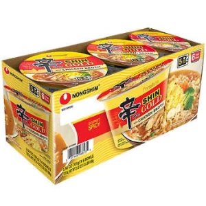 Nongshim Shin Gold Ramyun Noodle Soup with Chicken Broth, Gourmet Spicy, 3.56 oz, 6-count