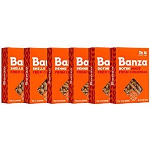 Banza Chickpea Pasta, Variety Pack (2 Penne/2 Rotini/2 Shells) 8 oz (Pack of 6)