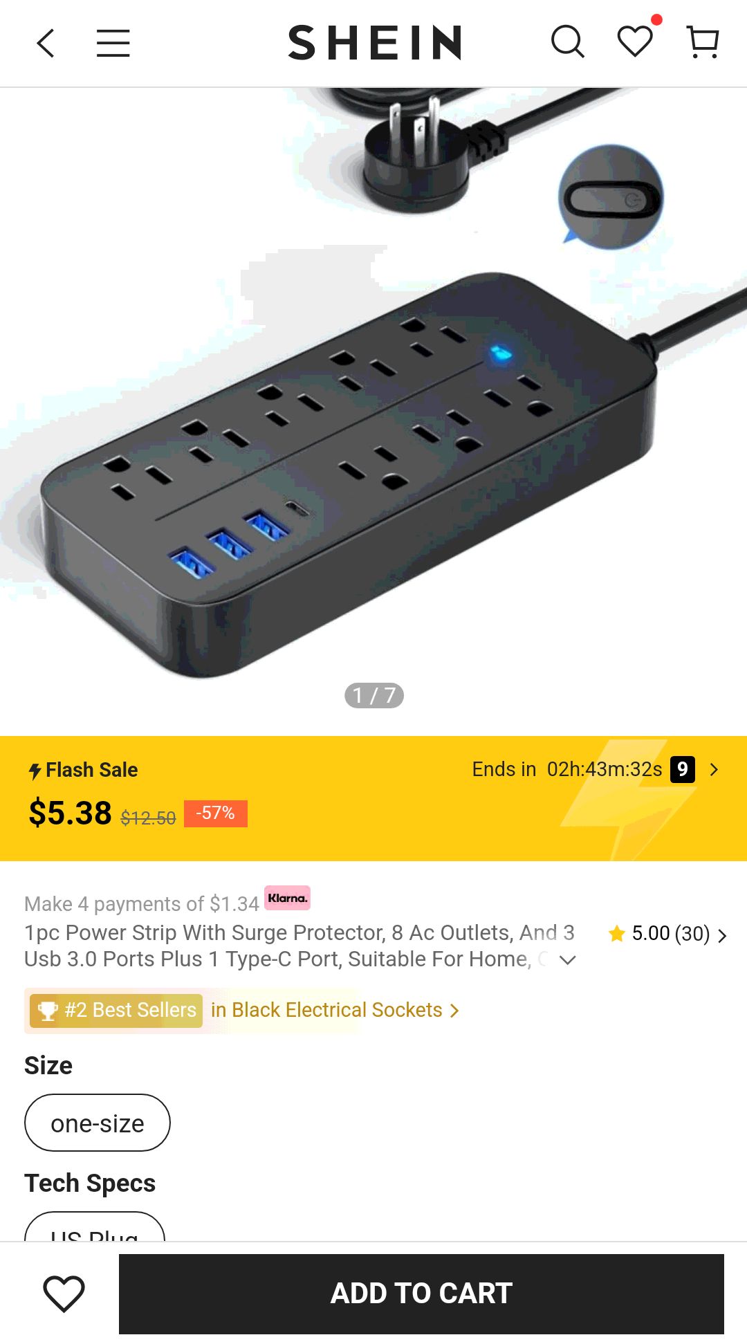 1pc Power Strip With Surge Protector, 8 Ac Outlets, And 3 Usb 3.0 Ports Plus 1 Type-c Port, Suitable For Home, Office, Kitchen, And Garage | SHEIN USA