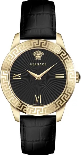 Versace Women's Greca Signature Lady Leather Strap Watch