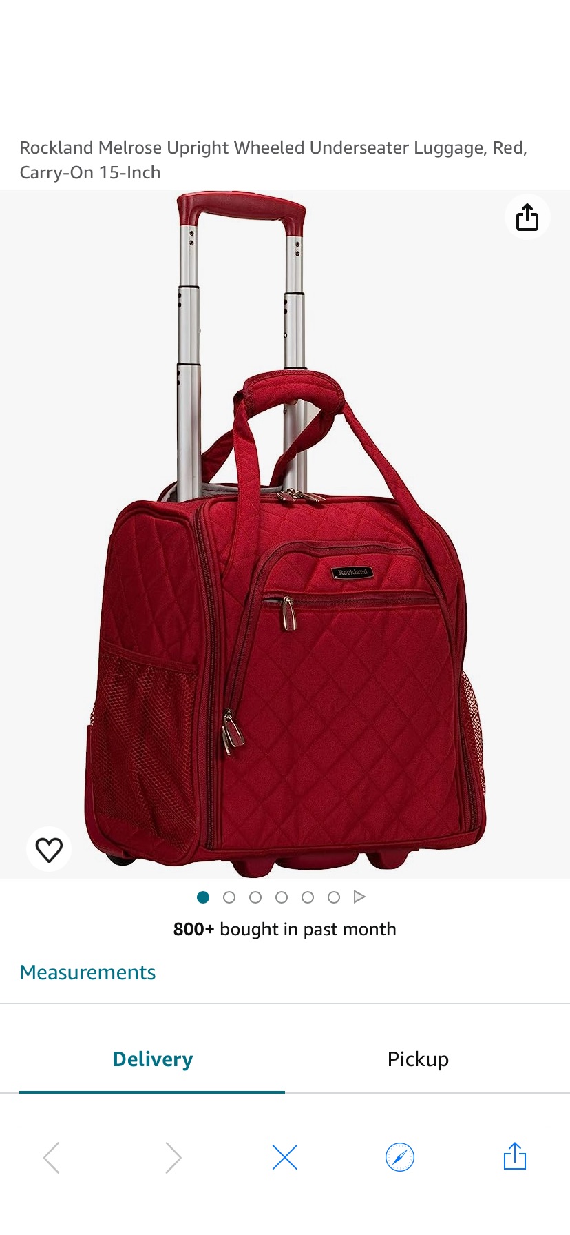 Amazon.com | Rockland Melrose Upright Wheeled Underseater Luggage, Red, Carry-On 15-Inch | Carry-Ons