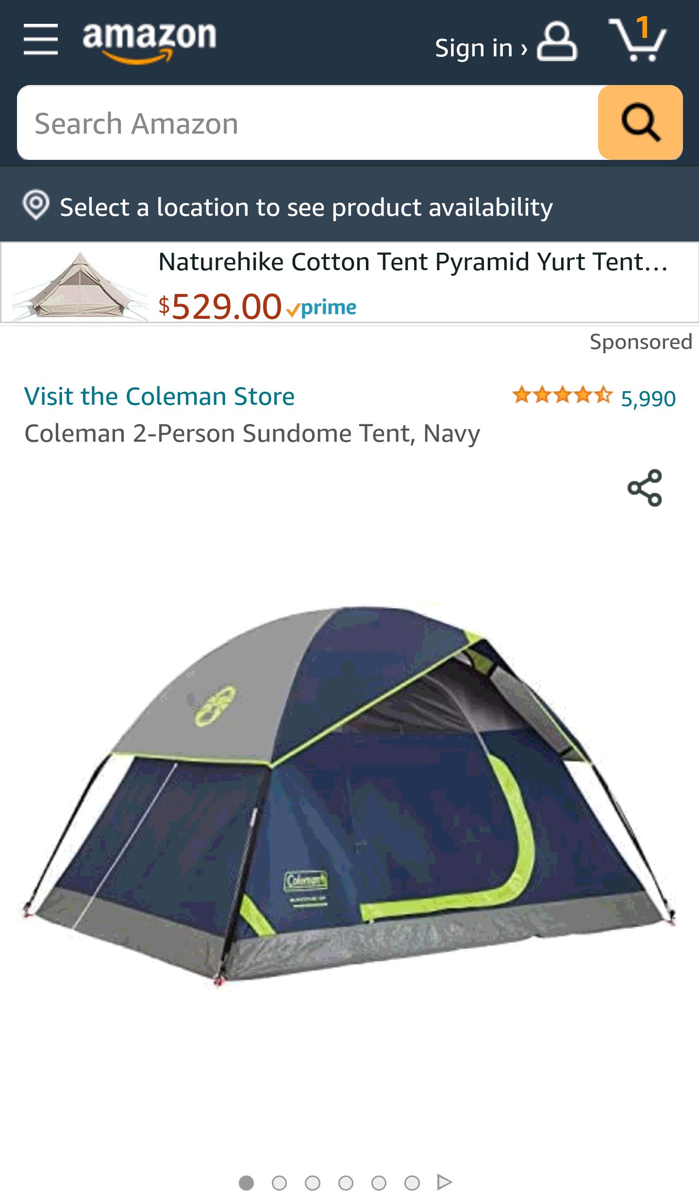 Coleman 2-Person Sundome Tent, Navy : Sports & Outdoors