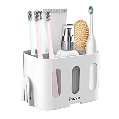 iHave 浴室牙刷架、高级浴室整理台面、带 5 个插槽和 2 个挂孔的电动牙刷架