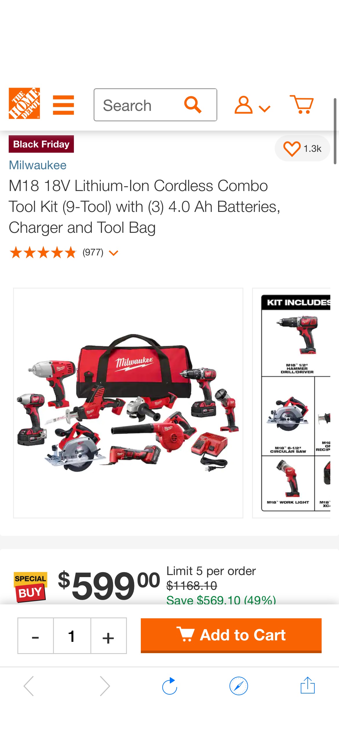 Milwaukee M18 18V Lithium-Ion Cordless Combo Tool Kit (9-Tool) with (3) 4.0 Ah Batteries, Charger and Tool Bag 2695-29P - The Home Depot