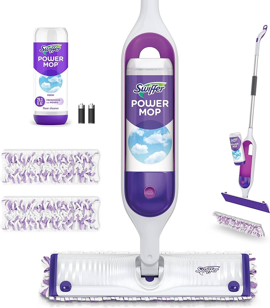 Swiffer PowerMop Multi-Surface Mop Kit for Floor Cleaning, Fresh Scent, Mopping Kit Includes PowerMop, 2 Mopping Pad Refills, 1 Floor Cleaning Solution with Fresh Scent and 2 Batteries : Amazon.ca: He