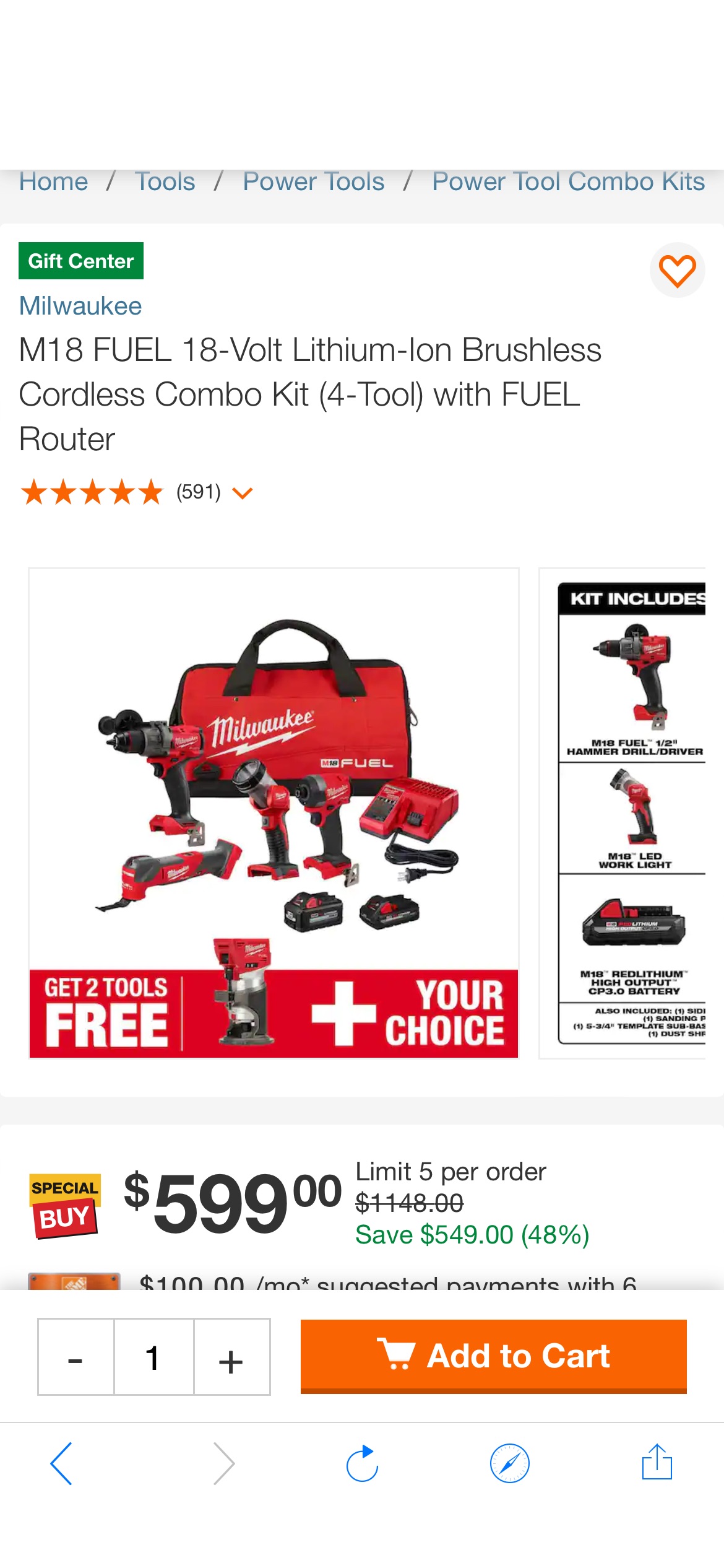Milwaukee M18 FUEL 18-Volt Lithium-Ion Brushless Cordless Combo Kit (4-Tool) with FUEL Router 3698-24MT-2723-20 - The Home Depot